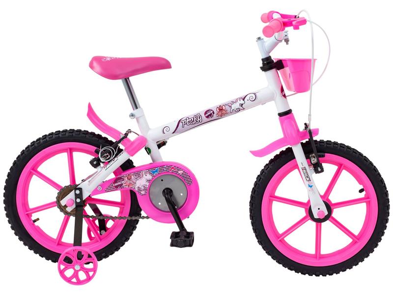 Bicicleta Infantil Aro 16 Track Bikes PINKY WR - Branca e Rosa com Rodinhas e Cesta Freio ... Bicicleta Infantil Aro 16 Track Bikes PINKY WR - Branca e Rosa com Rodinhas e Cesta Freio ...