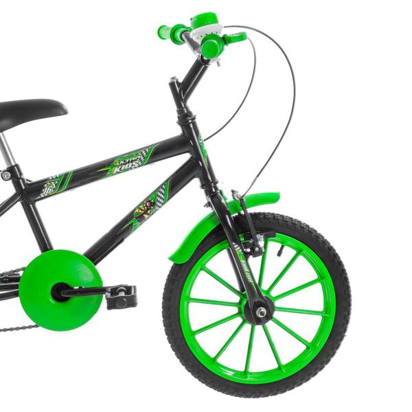 Imagem de Bicicleta Infantil Aro 16 Ultra Bikes Preta E Verde Com Rodinhas