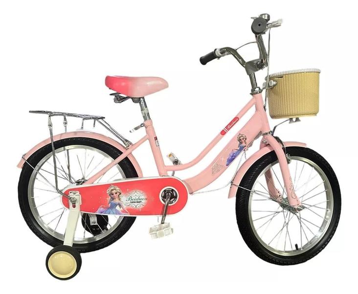 Imagem de Bicicleta Infantil Aro 18 Cesta Frozen Rosa Beidwox 24110