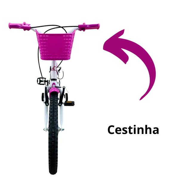 Imagem de Bicicleta infantil aro 20 feminina branca com rodinhas.