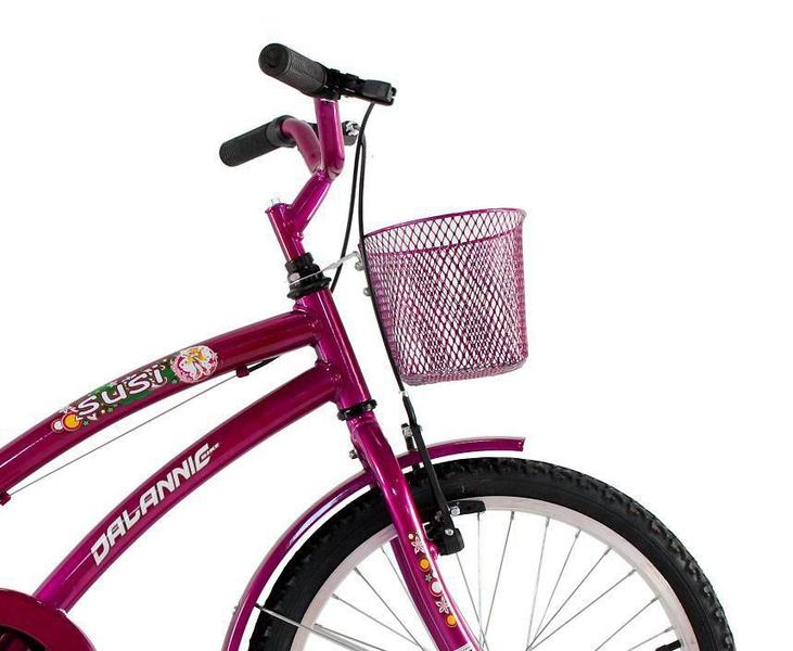 Imagem de Bicicleta Infantil Aro 20 Feminina Susi Rosa Pink Com Para-lama e Cesta