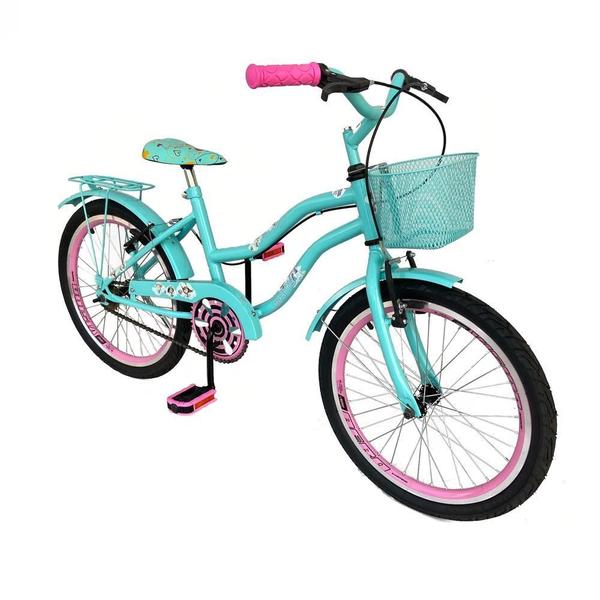 Imagem de Bicicleta Infantil Aro 20 Menina Freio V Brake Aro Aero Lubrificada E Revisada Com Cestinha