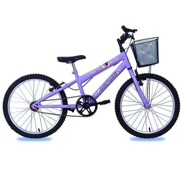 Imagem de Bicicleta Infantil  Aro 20 V-Brake Com Cesta Mormaii Lilás