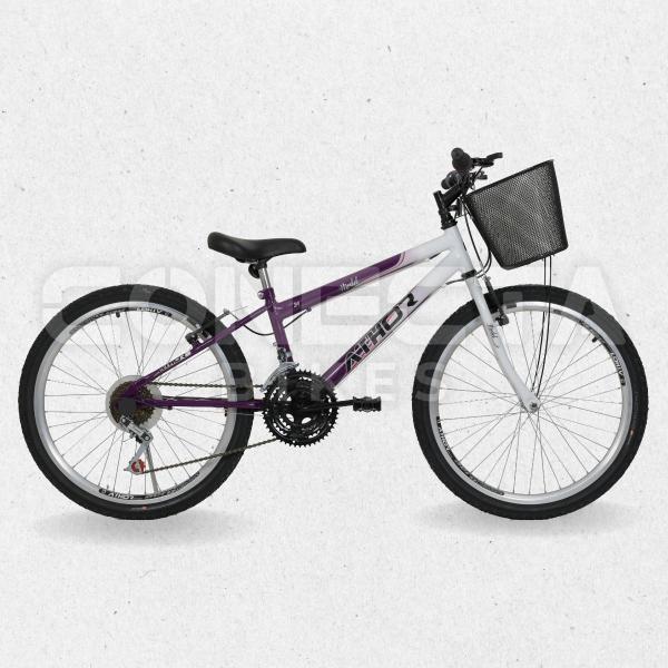 Imagem de Bicicleta Infantil Aro 24 Athor Model 18v Feminina C/Cestão