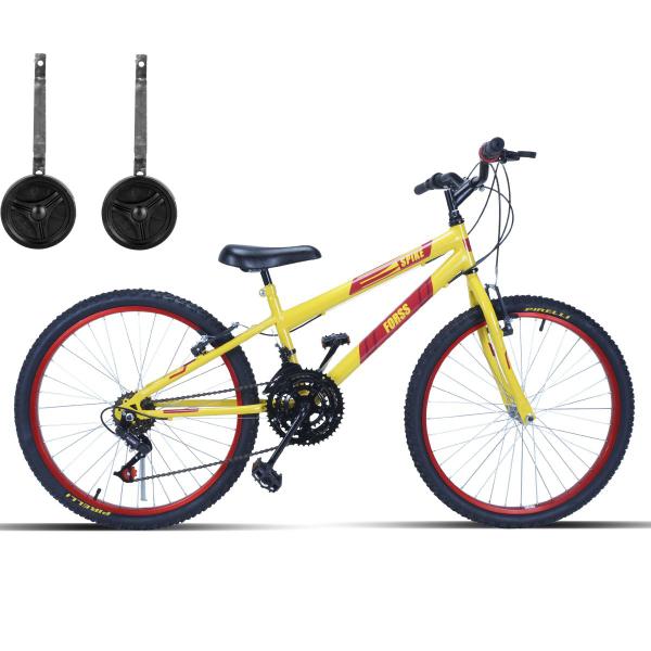 Bicicleta Infantil Aro 24 Com Rodinhas 18 Marchas Bicicleta