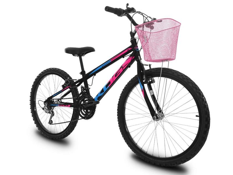 Imagem de Bicicleta Infantil Aro 24 KOG Feminina 18 Velocidades com Câmbio Shimano Tz e Cesta