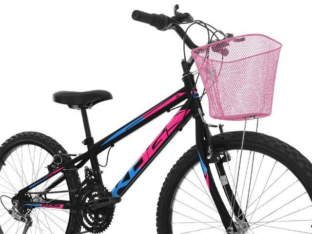 Imagem de Bicicleta Infantil Aro 24 KOG Feminina 18V Cestinha