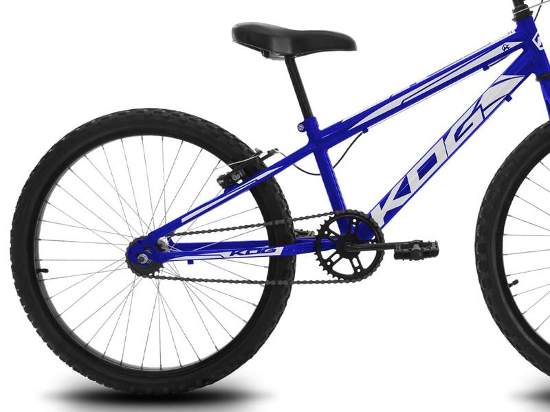 Imagem de Bicicleta Infantil Aro 24 KOG Feminina com Cestinha Cor Azul Signos Branco