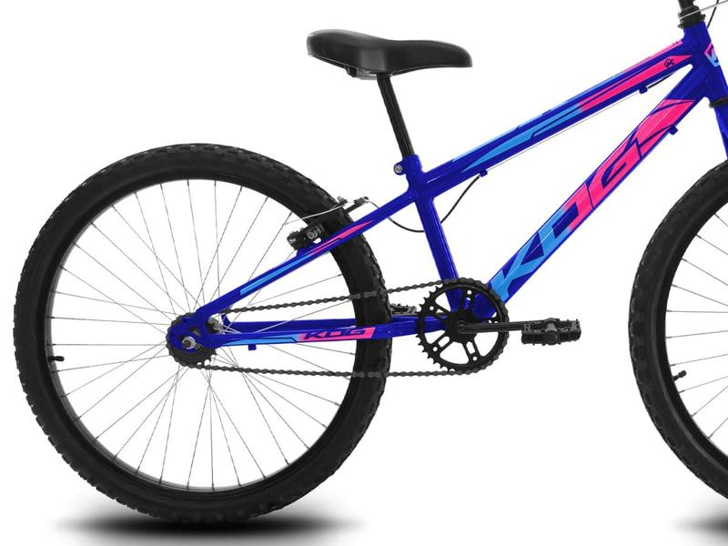 Imagem de Bicicleta Infantil Aro 24 KOG Feminina com Cestinha Cor Azul Signos Rosa