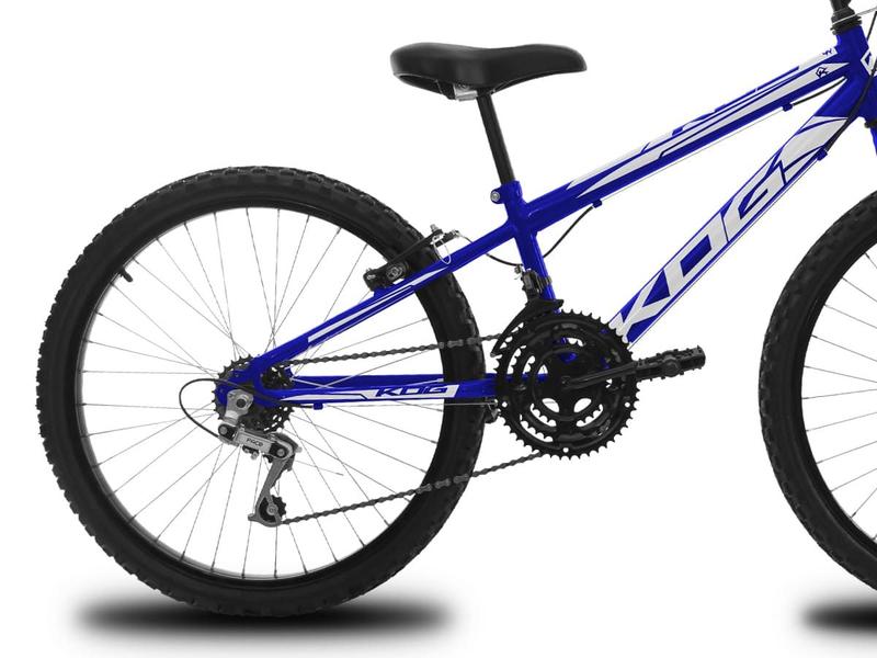 Imagem de Bicicleta Infantil Aro 24 para Menina 18 Velocidades KOG Azul Signos Branco