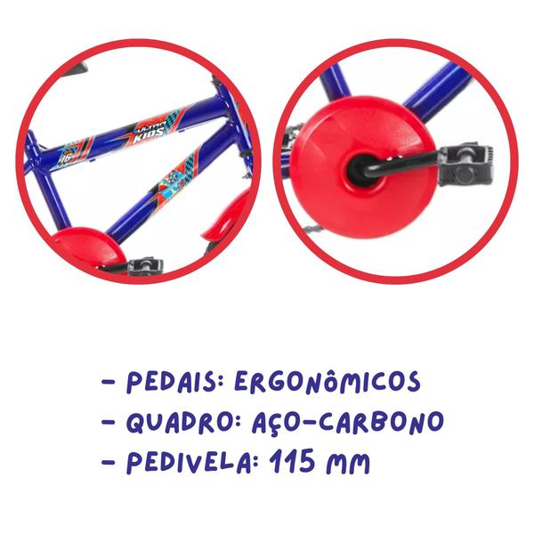 Imagem de Bicicleta Infantil Azul Vermelho Aro 16 Crianças de 4 a 6 anos Cesta Buzina Ultrabikes BM16-01AZVM