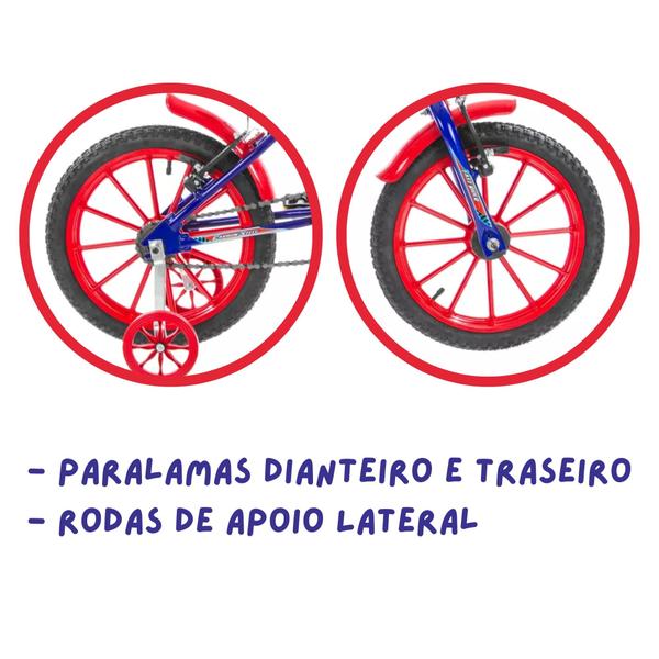 Imagem de Bicicleta Infantil Azul Vermelho Aro 16 Crianças de 4 a 6 anos Cesta Buzina Ultrabikes BM16-01AZVM