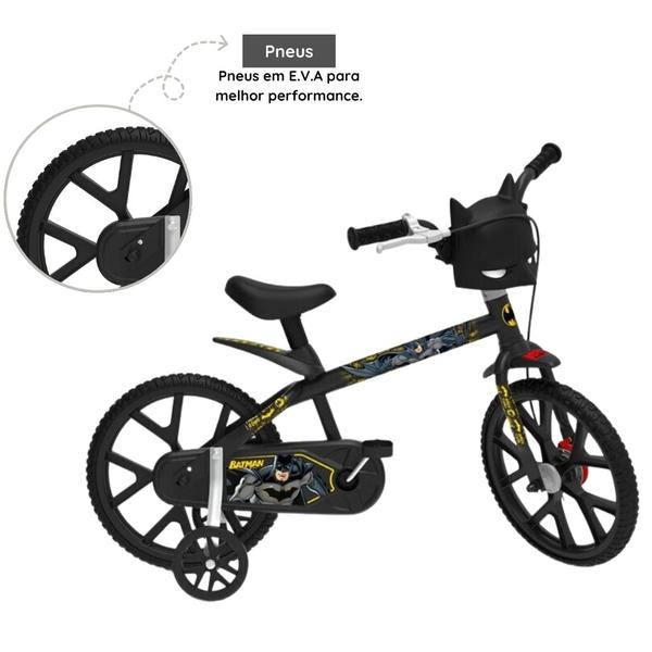 Imagem de Bicicleta Infantil Batman Aro 14 Preta Bandeirante Com Rodinha