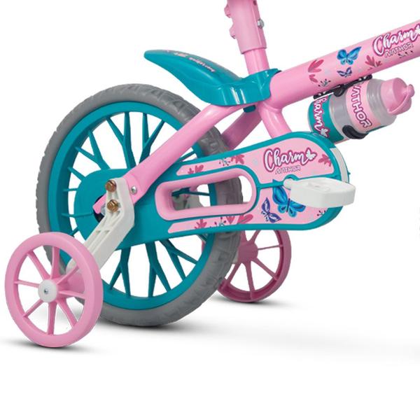 Imagem de Bicicleta Infantil Charm Rosa Nathor Aro 12 com Capacete de Proteção