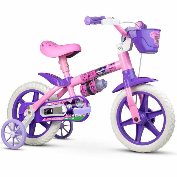 Imagem de Bicicleta Infantil com Rodinhas - Aro 12 - Selim PU - Cat - Nathor