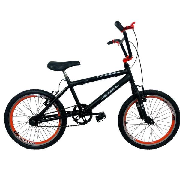 Imagem de Bicicleta Infantil Cross Freestyle Aro 20 Masculina Preto/Laranja Neon