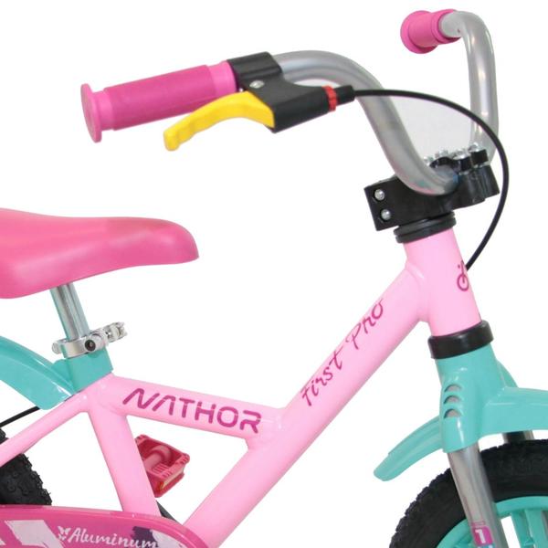 Imagem de Bicicleta Infantil de Alumínio Aro 14 De 4 a 6 Anos Feminina FirstPro Com Capacete