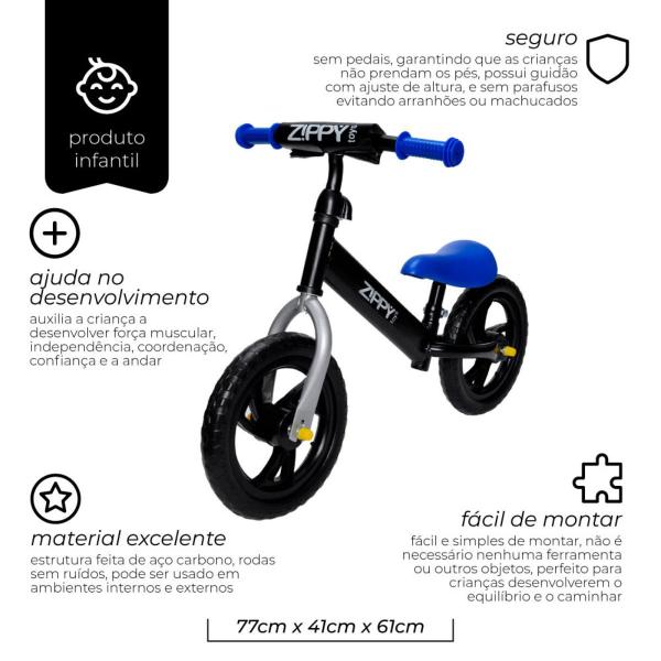 Imagem de Bicicleta Infantil de Equilíbrio Azul Aro 12 Zippy Toys