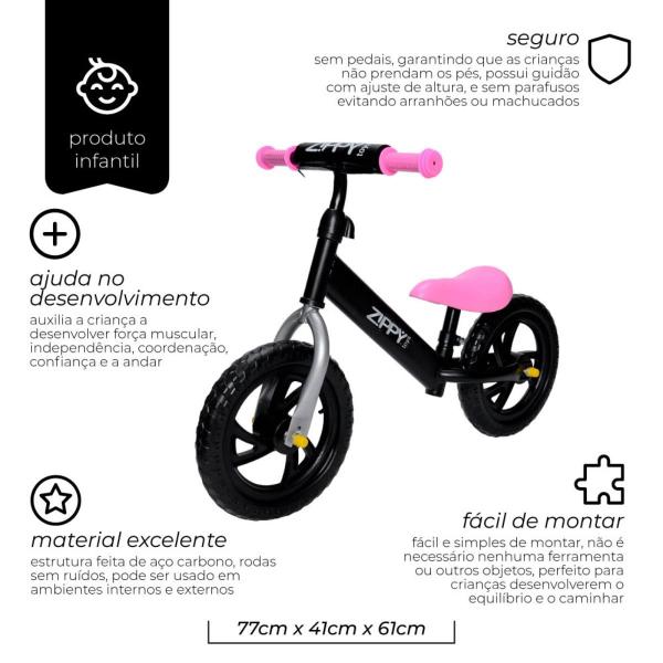 Imagem de Bicicleta Infantil de Equilíbrio Rosa Aro 12 Zippy Toys