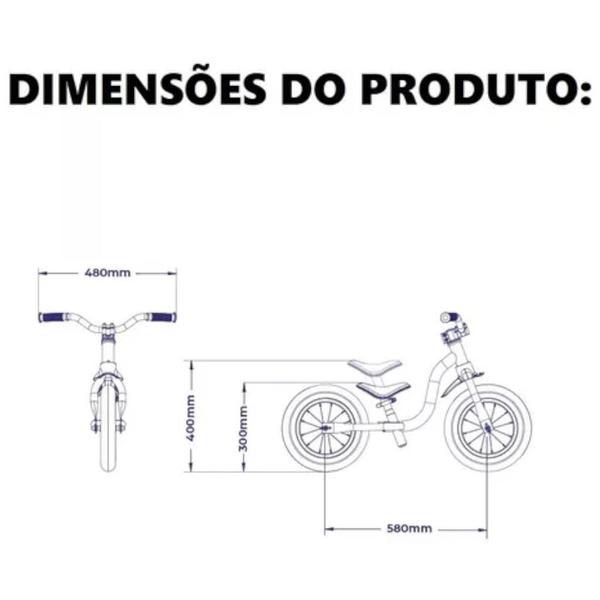 Imagem de Bicicleta Infantil Equilíbrio Balance Bike Raiada Nathor