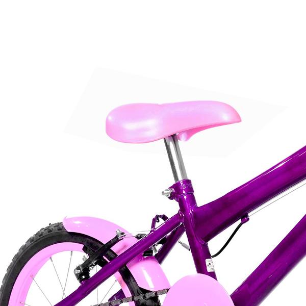 Imagem de Bicicleta Infantil Feminina Aro 16 Alumínio Colorido + Kit Passeio e Cadeirinha