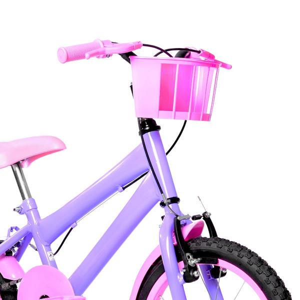 Imagem de Bicicleta Infantil Feminina Aro 16 Alumínio Colorido + Kit Passeio