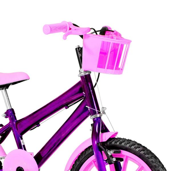 Imagem de Bicicleta Infantil Feminina Aro 16 Nylon + Kit Passeio +  Cestinha