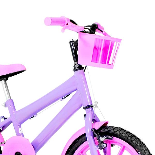 Imagem de Bicicleta Infantil Feminina Aro 16 Nylon + Kit Passeio e Cadeirinha