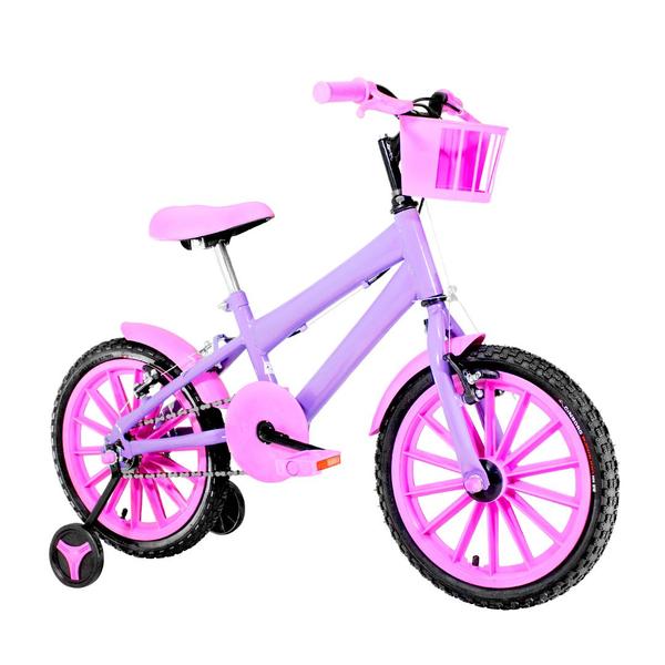 Imagem de Bicicleta Infantil Feminina Aro 16 Nylon + Kit Passeio e Cadeirinha