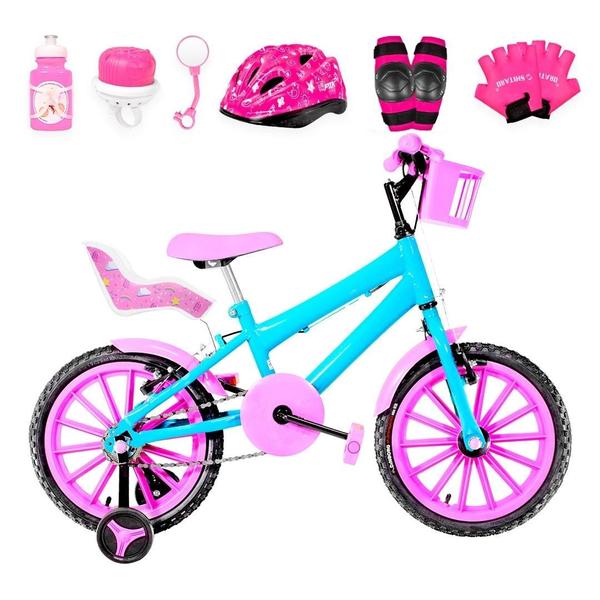 Imagem de Bicicleta Infantil Feminina Aro 16 Nylon + Kit Premium