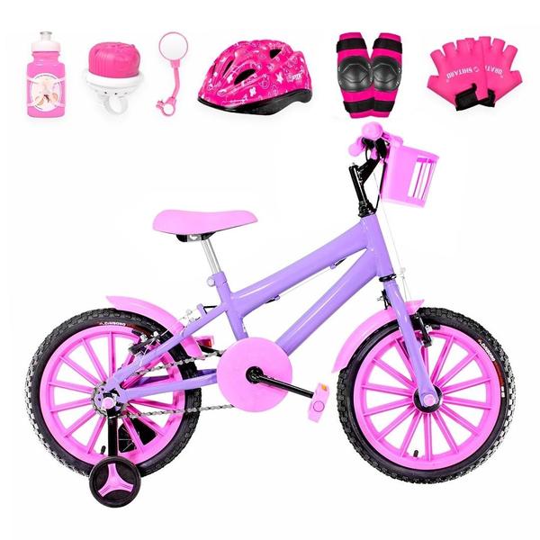 Imagem de Bicicleta Infantil Feminina Aro 16 Nylon + Kit Proteção