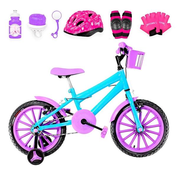 Imagem de Bicicleta Infantil Feminina Aro 16 Nylon + Kit Proteção