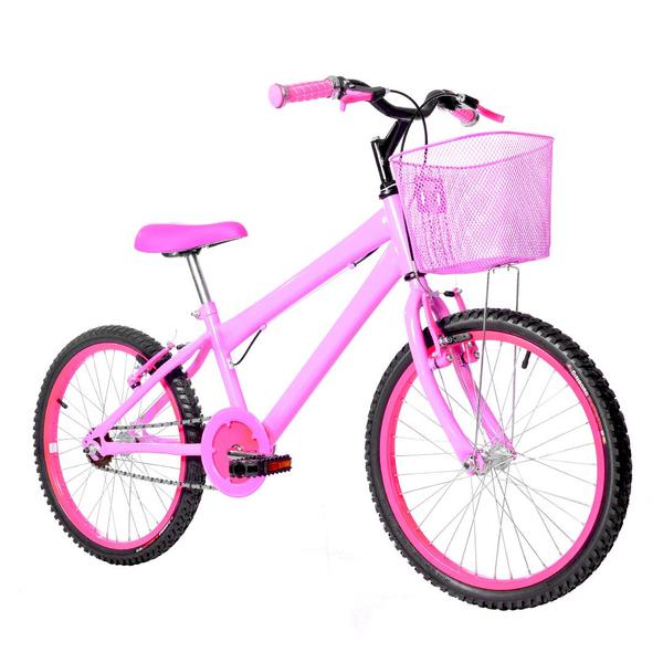 Imagem de Bicicleta Infantil Feminina Aro 20 Alumínio Colorido + Kit Passeio e Cadeirinha