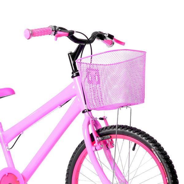 Imagem de Bicicleta Infantil Feminina Aro 20 Alumínio Colorido + Kit Passeio e Cadeirinha