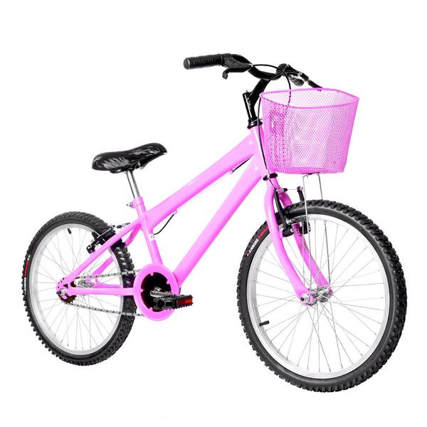 Imagem de Bicicleta Infantil Feminina Aro 20 Alumínio Natural + Kit Passeio