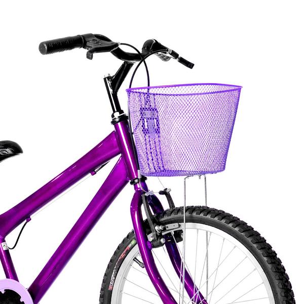 Imagem de Bicicleta Infantil Feminina Aro 20 Alumínio Natural + Kit Passeio