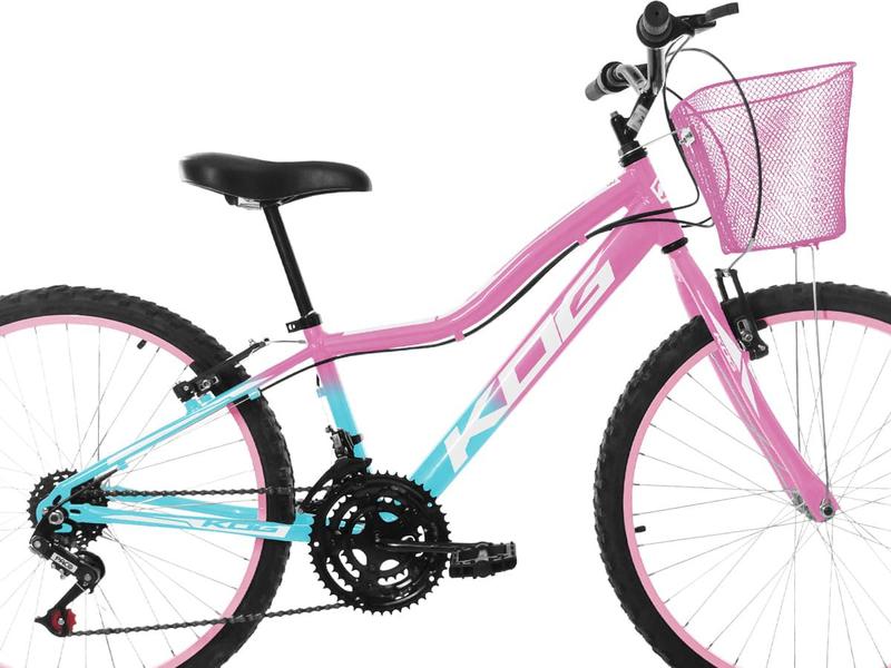 Imagem de Bicicleta Infantil Feminina Aro 24 KOG Alumínio 18V Cestinha