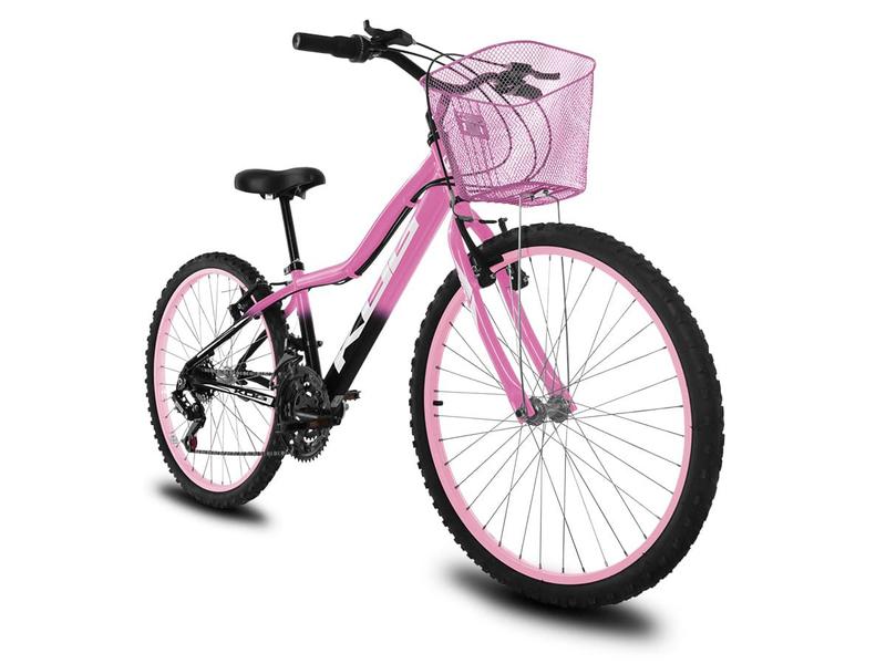 Imagem de Bicicleta Infantil Feminina Aro 24 KOG Alumínio 18V Cestinha