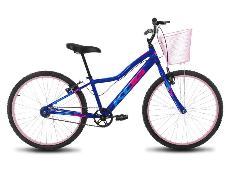 Imagem de Bicicleta Infantil Feminina Aro 24 KOG Alumínio Com Cestinha