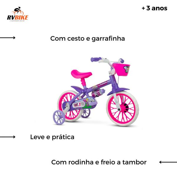 Imagem de Bicicleta infantil Feminina Violet  Aro 12 NATHOR - Rodinhas