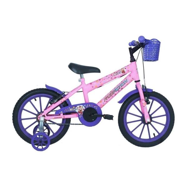 Imagem de Bicicleta infantil free action aro 16 v-brake kiss com cesta e rodinhas