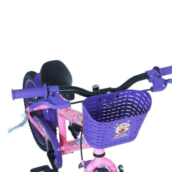 Imagem de Bicicleta infantil free action aro 16 v-brake kiss com cesta e rodinhas