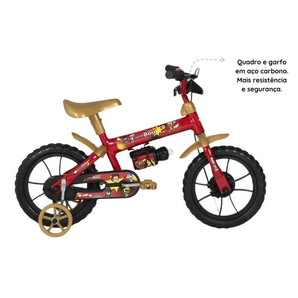 Imagem de Bicicleta Infantil Hero Boy Aro 12 Vm E Dourado E Capacete