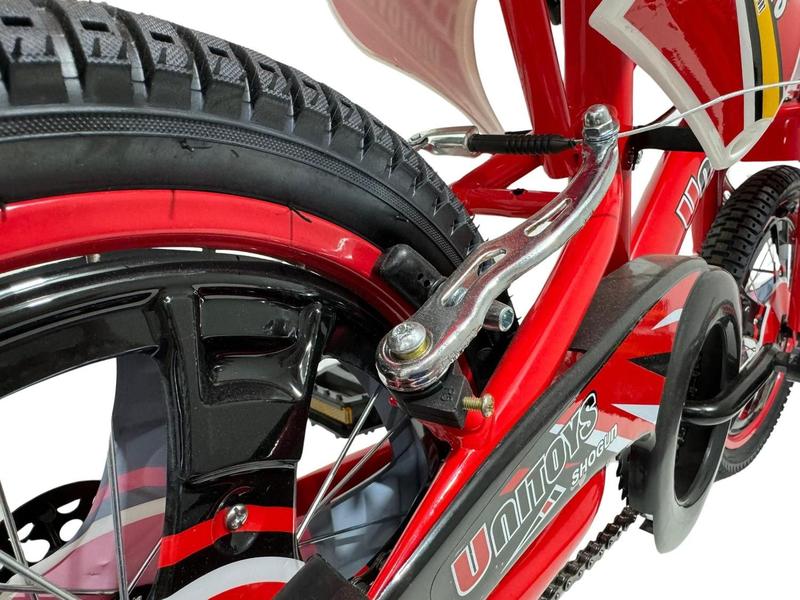 Imagem de Bicicleta Infantil Infantil Unitoys Moto Cross Aro 16 Freios V-brakes Cor Vermelho Com Rodas De Treinamento