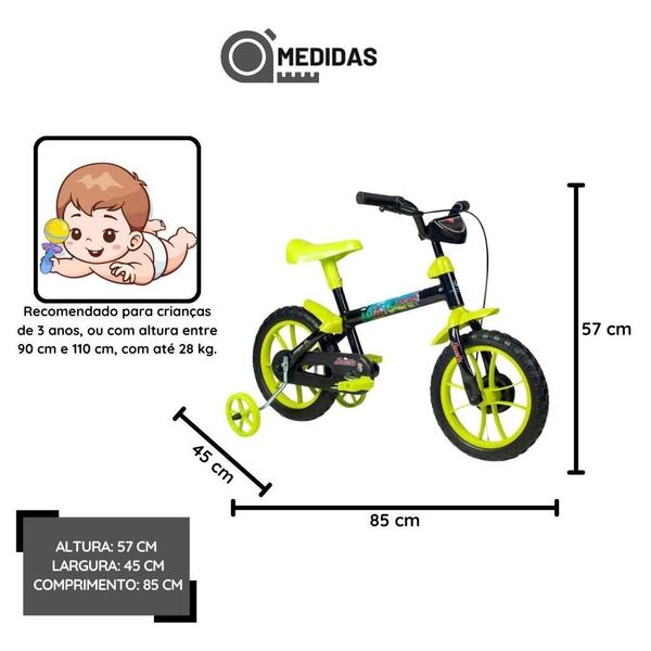 Imagem de Bicicleta Infantil Jack Aro 12 Preto E Vd Limão E Capacete