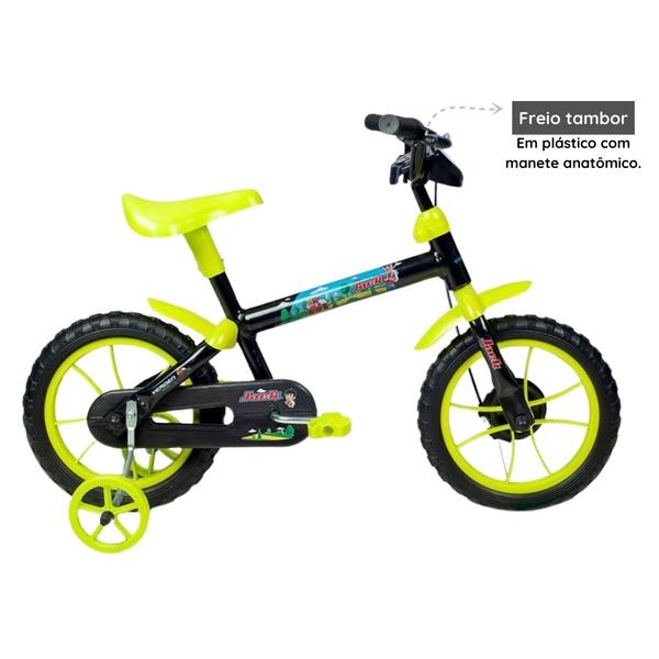 Imagem de Bicicleta Infantil Jack Aro 12 Preto e Verde Limão - Verden