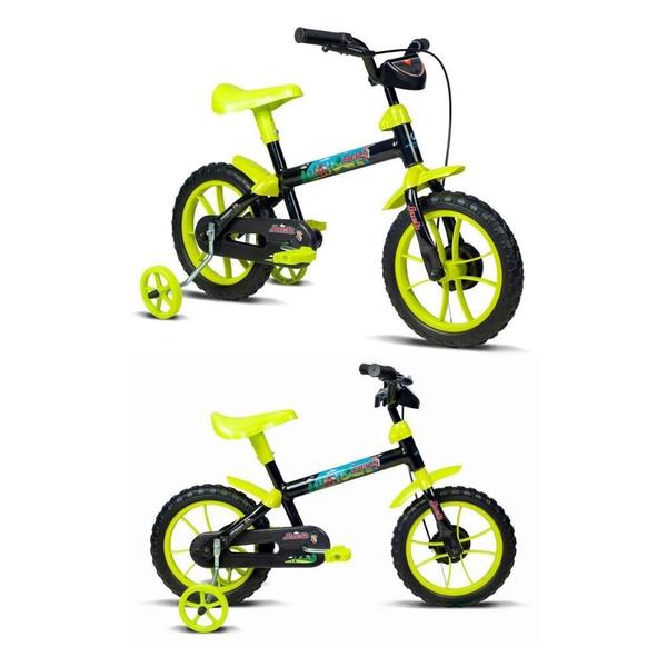 Imagem de Bicicleta Infantil Jack Aro 12 Preto e Verde Limão - Verden