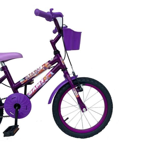 Imagem de Bicicleta Infantil Menina Aro 16 Com Rodinhas Cestinha Super Resistente