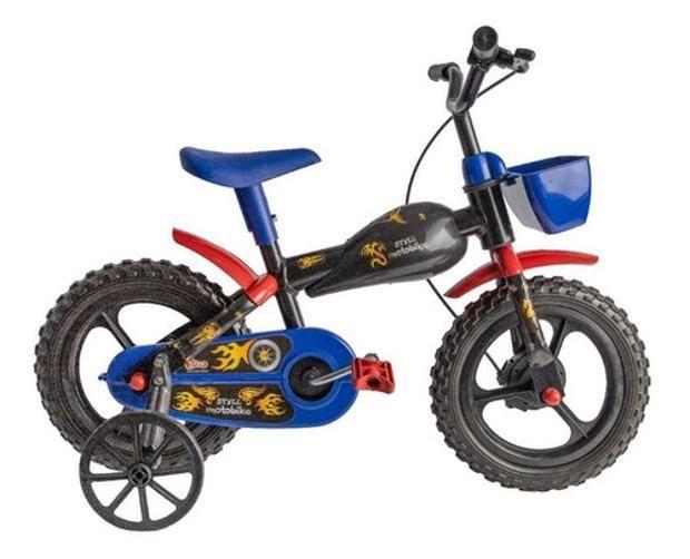 Imagem de Bicicleta Infantil Moto Bike - Aro 12 - Preto/ul/Vermelho