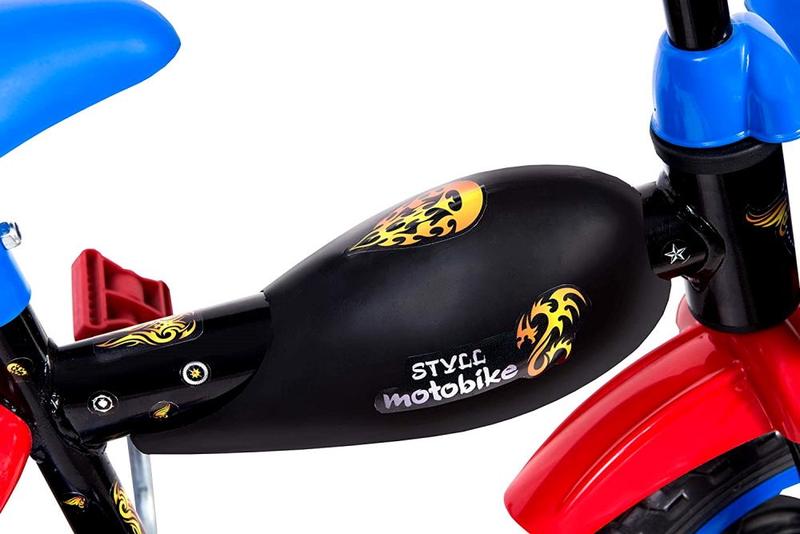 Imagem de Bicicleta Infantil Motobike Meninos Aro 12 Preta e Azul Styll Kids